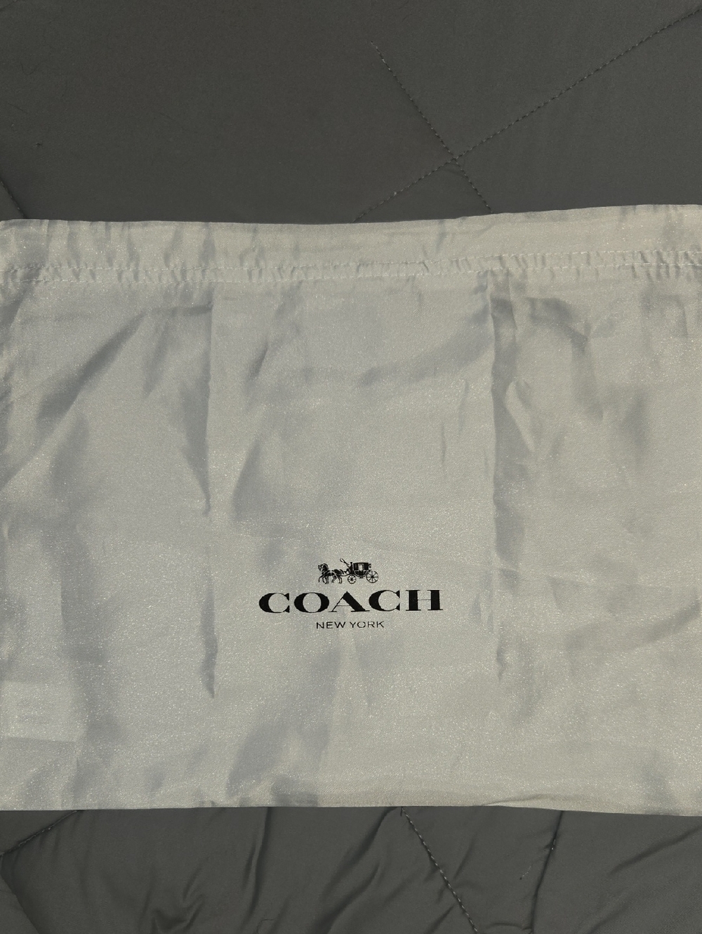 Coach White Dust Bag with Black Logo